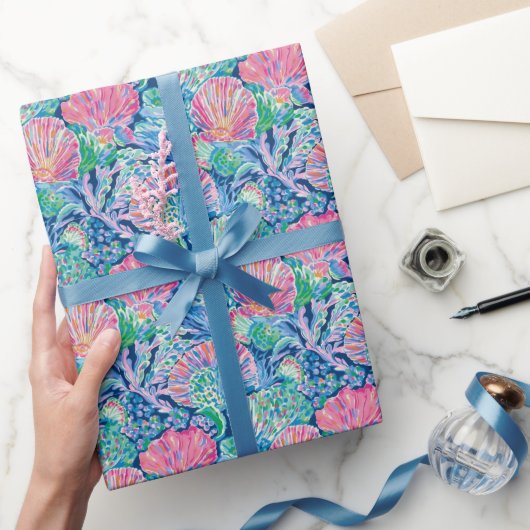 Papier Cadeau Preppy Palm Beach Ocean Shells Motif (Cadeaux)