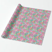 Papier Cadeau Preppy Palm Beach Ocean Shells Motif (Déroulé)