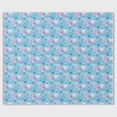 Papier Cadeau Preppy Palm Beach Print Blue and rose Flowers (Plat)