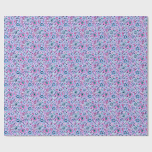 Papier Cadeau Preppy Palm Beach Print Lavender et Fleurs roses (Plat)