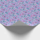 Papier Cadeau Preppy Palm Beach Print Lavender et Fleurs roses (Coin)