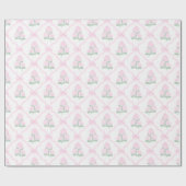 Papier Cadeau Preppy Pink Hydrangea with Pink Bow Trellis (Plat)