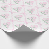 Papier Cadeau Preppy Pink Hydrangea with Pink Bow Trellis (Coin)