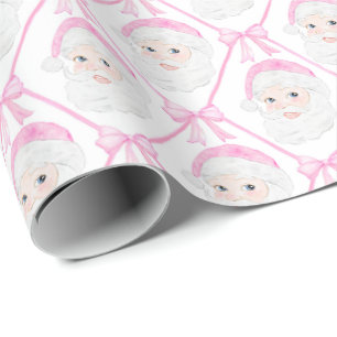 Papier Cadeau Preppy Pink Père Noël arcs Noël grand-millénaire