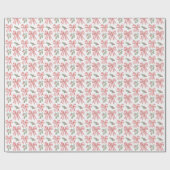 Papier Cadeau Preppy Red Bow & Holly Christmas Wrapping Paper (Plat)
