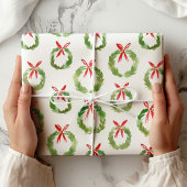 Papier Cadeau Preppy Red Bow Wreath Christmas