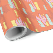 Papier Cadeau Preppy Retro Desert Road avec Palm Trees & Cactus (Coin rond)