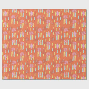 Papier Cadeau Preppy Retro Desert Road avec Palm Trees & Cactus