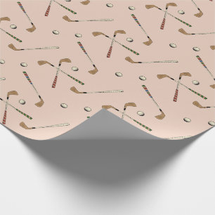 Papier Cadeau Preppy Retro Golf Club Balls Motif Beige