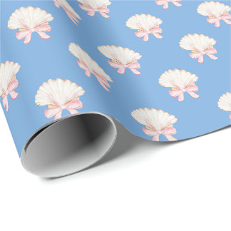 Papier Cadeau Preppy Watercolor Seashells Beach Party