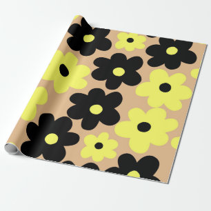 Papier Cadeau Preppy Yellow Black Hippie Motif