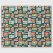 Papier Cadeau Présentations de Noël du milieu du siècle (Plat)