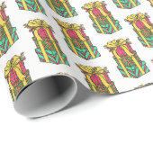 Papier Cadeau Présentations de Noël enroulées empilées Noël (Coin rond)