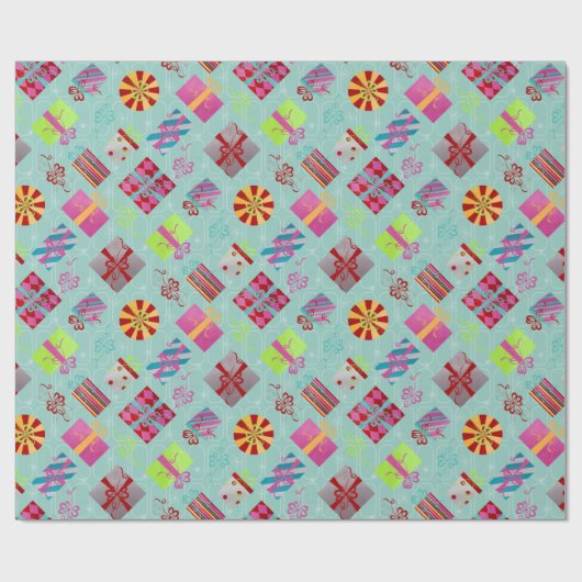 Papier Cadeau Présentations de Noël rétro (Plat)