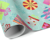 Papier Cadeau Présentations de Noël rétro (Coin rond)