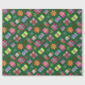 Papier Cadeau Présentations de Noël rétro (Plat)