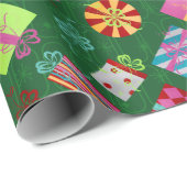 Papier Cadeau Présentations de Noël rétro (Coin rond)