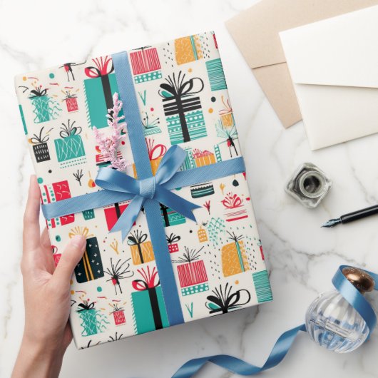 Papier Cadeau Présente Vacances Festives Motif Cadeau (Cadeaux)