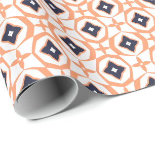 Papier Cadeau Presque Shippo Orange et Navy Wrapper Papier