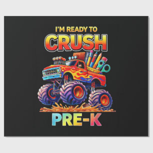 Papier Cadeau Prêt à écraser le camion monstre pré-maternelle de