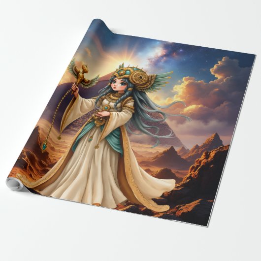 Papier Cadeau Prêtresse céleste de la Pyramide d'Or. (Déroulé)
