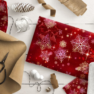 Papier Cadeau Prettiest Snowflakes Motif Red ID846