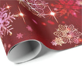 Papier Cadeau Prettiest Snowflakes Motif Red ID846 (Coin rond)