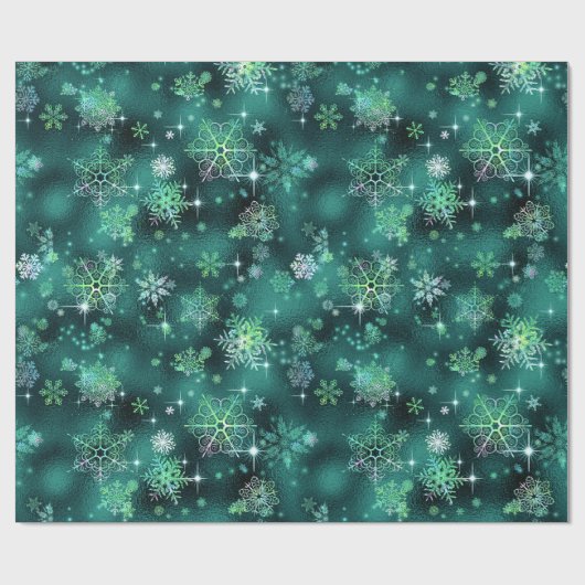 Papier Cadeau Prettist Snowflakes Motif Green ID846 (Plat)