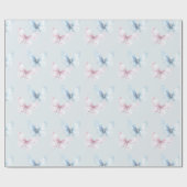 Papier Cadeau Pretty Blue Pink Butterflies Birthday (Plat)