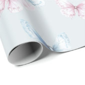 Papier Cadeau Pretty Blue Pink Butterflies Birthday (Coin rond)