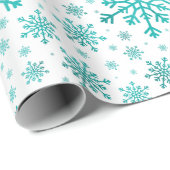 Papier Cadeau Pretty Green Flammes de neige de Noël sur Hiver Bl (Coin rond)
