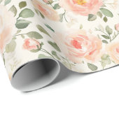 Papier Cadeau Pretty Peach Flowers Bridal Shower (Coin rond)