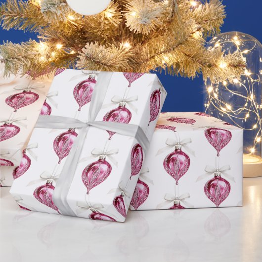 Papier Cadeau Pretty Pink Glam Christmas Ornaments (Vacances)