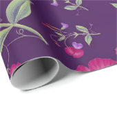 Papier Cadeau Pretty Purple and Pink Floral Pattern (Coin rond)