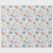 Papier Cadeau Pretty Red Blue Flowers Birthday (Plat)
