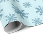 Papier Cadeau Pretty retro snowflake pattern blues watercolor (Coin rond)