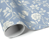 Papier Cadeau Pretty Romantic Blue Cream Flowers Bridal Shower (Coin rond)