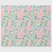 Papier Cadeau Pretty Soft Pastel Pink & Teal Pine Trees Holiday  (Plat)