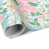 Papier Cadeau Pretty Soft Pastel Pink & Teal Pine Trees Holiday  (Coin rond)