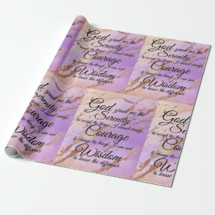 Papier Cadeau Prière de sérénité sur l'or rose et Rose, violet