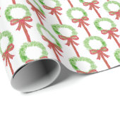 Papier Cadeau Prière du grand-millénaire Noël Wreath Tartan Bow (Coin rond)