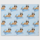 Papier Cadeau Prince Royal Baby Blue & Silver Coussin Boy (Plat)