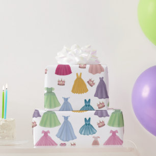 Papier Cadeau Princess Dresses Fairytale Little Girl Motif