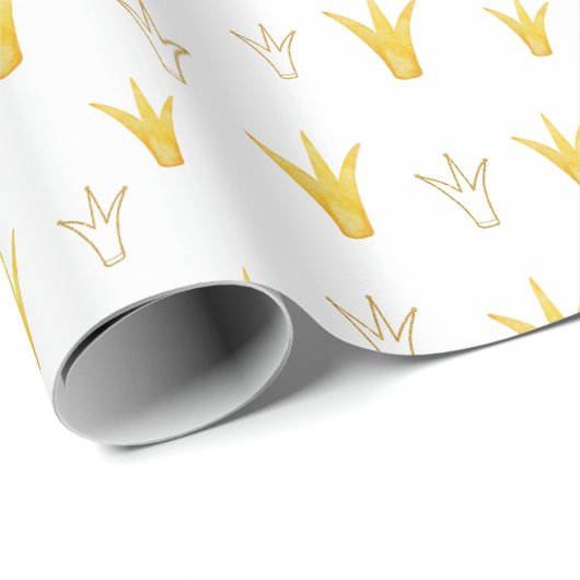 Papier Cadeau Princess Gold Crown (Coin rond)
