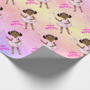 Papier Cadeau Princesse ballerine fée afro-américaine