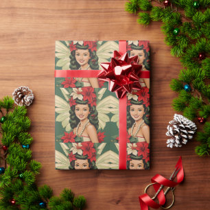 Papier Cadeau Princesse de Noël Tropical Rétro 50s