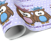 Papier Cadeau princesse et prince jumeaux de hibou (Coin rond)
