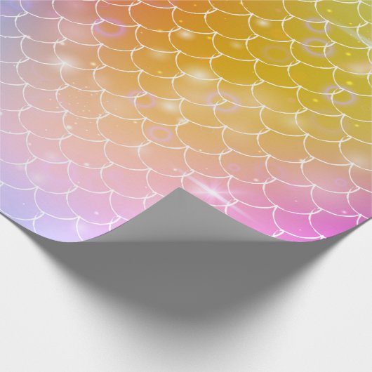 Papier Cadeau Princesse mermaid avec patte d'écailles arc-en-cie (Coin)