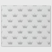 Papier Cadeau Princesse Parties scintillant Gris Couronne Points (Plat)
