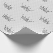 Papier Cadeau Princesse Parties scintillant Gris Couronne Points (Coin)